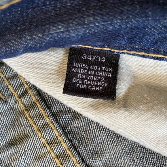 CJ Black Premium Patchwork Distressed Straight Slim Dark Wash Jeans Size 34 x 34 - Picture 13 of 14